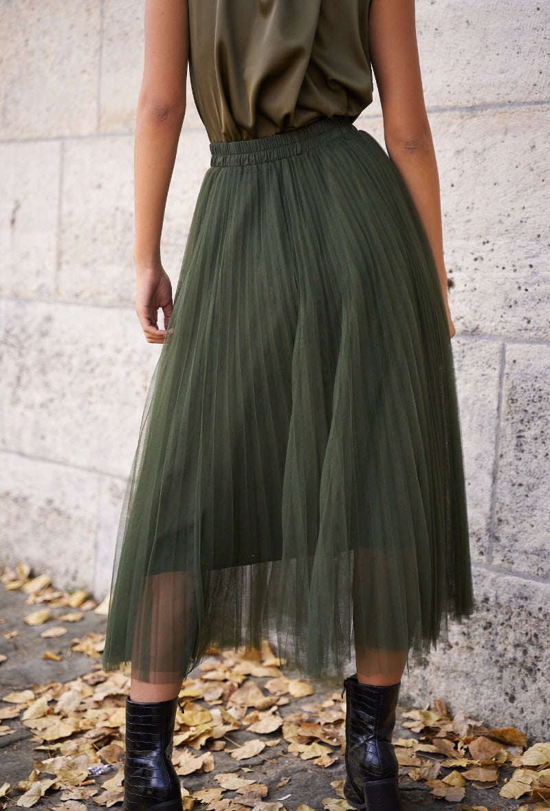 Green pleated tulle clearance skirt